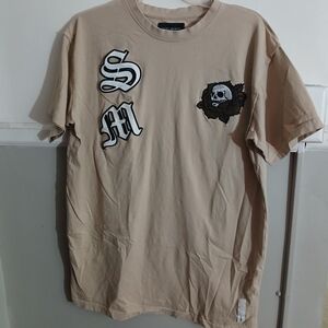 Saint Morta Mens Jersey Tee Leather Skull Roses Embroidery Bikercore